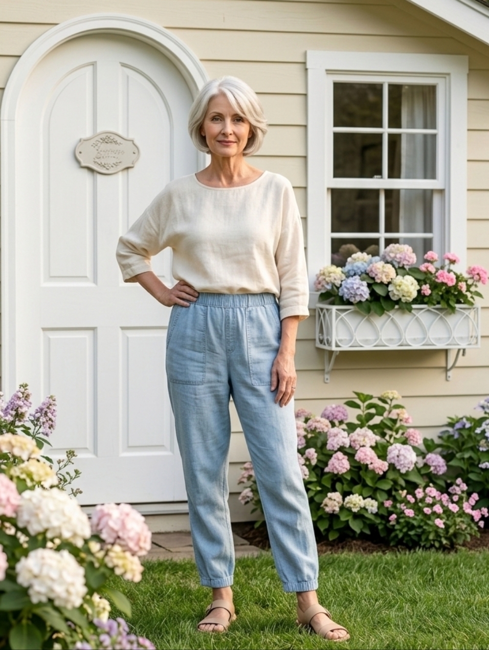Banana Republic Light Blue Denim Pull-On Petite Pants